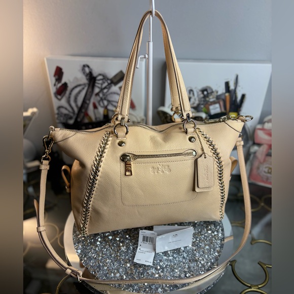 Coach Handbags - Coach 2014 Apricot whipstitch leather Prairie Satchel NWT